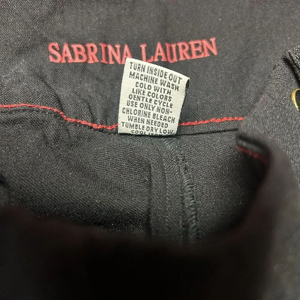 Sabrina Lauren Black Pencil Skirt Size 10 High Waist Button Front Career Stretch